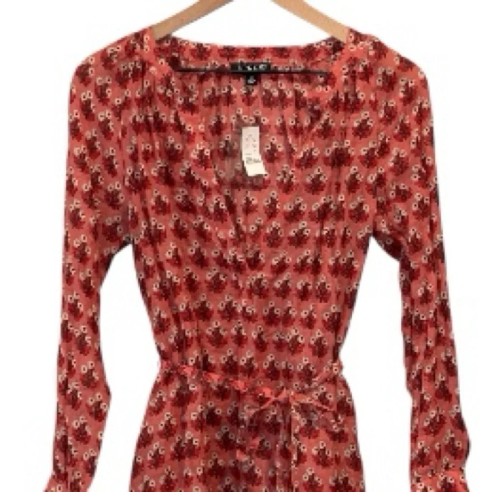 NWT J. Crew Red/Pink Floral Cabana Mini Dress, Long Sleeve, 100% Ramie, XS